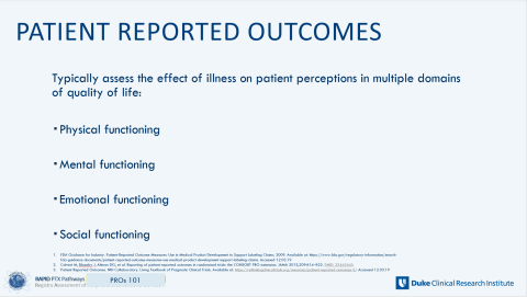 PROs definition of what they assess