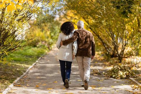 couple taking a walk in the fall