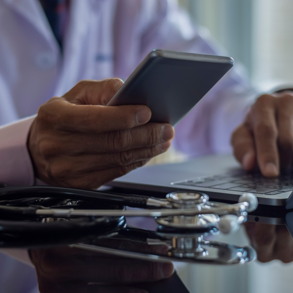 physician using phone