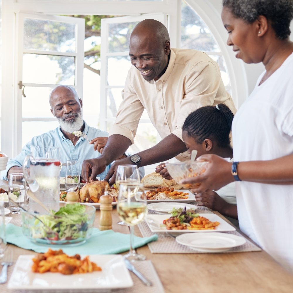 Family eating dinner